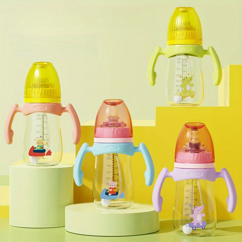 300ml baby bottle, specially designed for infants, easy to hold and clean, with handles for convenient outdoor use