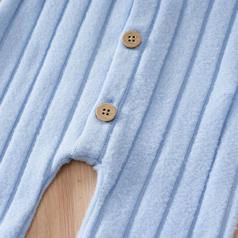 2pcs newborn baby romper Winter sweater knit long-sleeved blue Bear Chapter With hat One piece Baby pajamas 0-18 months Unisex