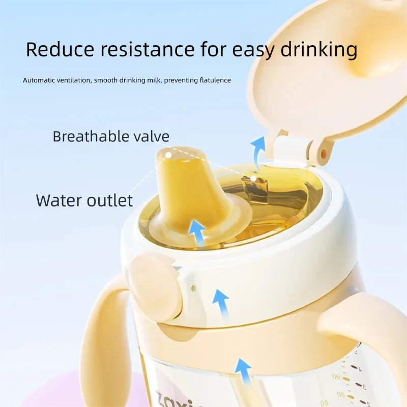 For 0-3Y Baby Anti Choking Bottle PPSU Safe Material Cup 240ML Baby Straight Straw Learning Drink Cup Kids Water Bottles