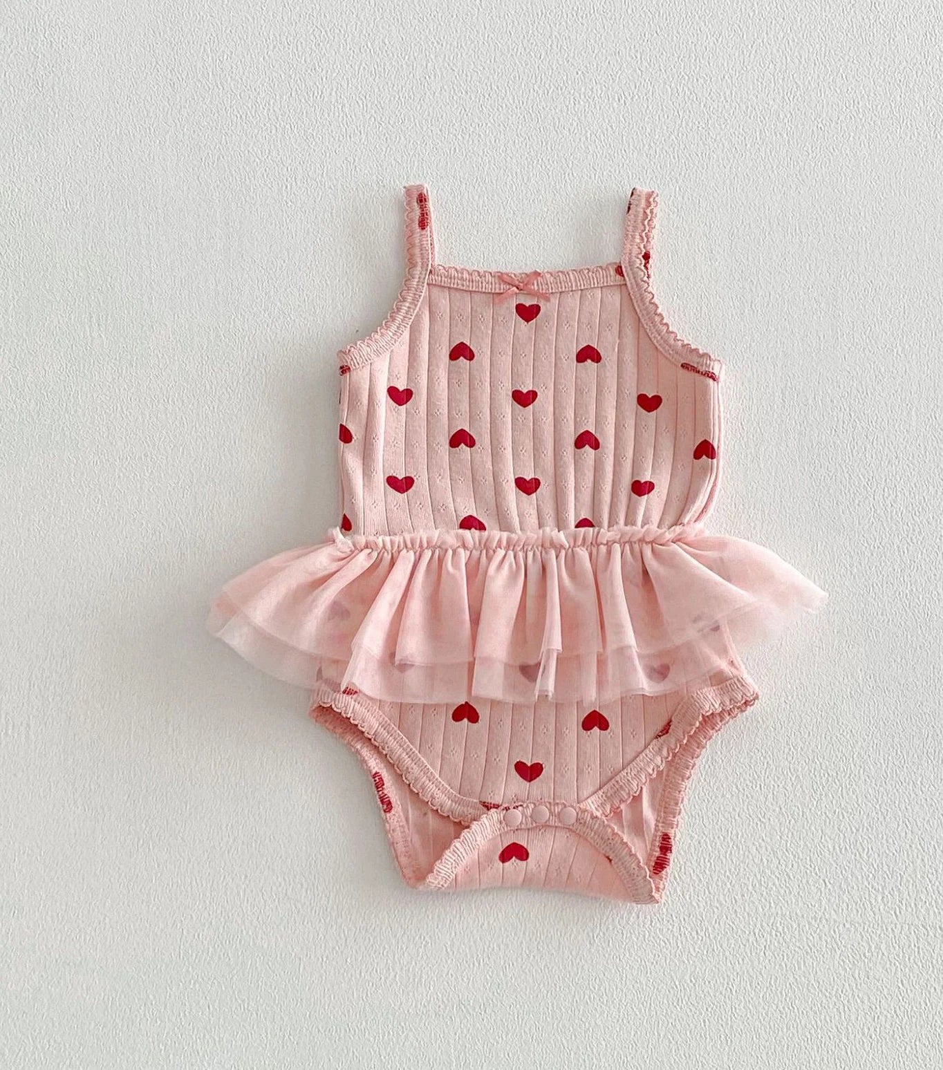 2026 Summer New Baby Clothes Cute Heart Print Toddler Girls Bodysuits Korean Style Baby One Piece