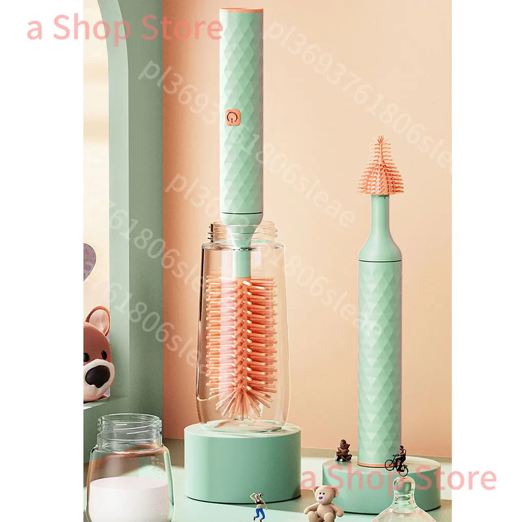 Portable 360 Silicone Bottle Washer Brush Travel Cleaner Set Electric Baby Bottle Cleaning Brush
