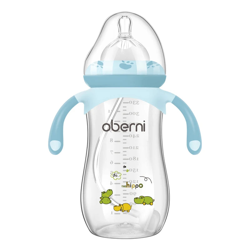 Oberni Halloween baby milk bottle silicone nipple breast-like feeding bottle Anti Colic with straw handle bottles for babies