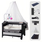 5-in-1 Baby Playpen Crib Bedside Sleeper with Diaper Table and Activity Center Foldable Multifunctional Infant Bed Winter Baby