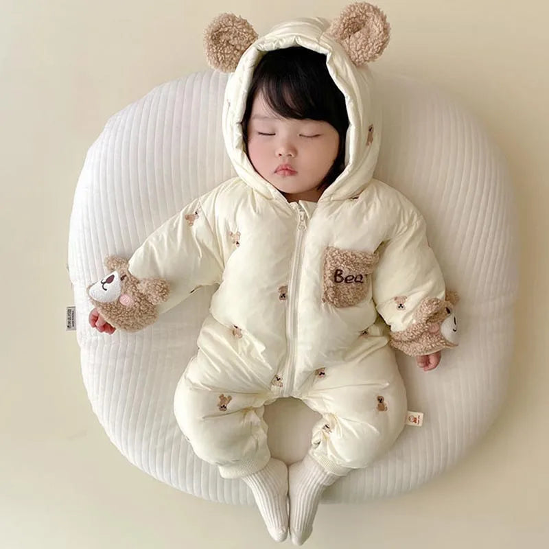 Combinaison bébé hiver chaude à capuche – doublure polaire
