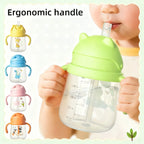 Anti-Colic Baby Water Cup Cartoon Baby Training Straw Cup with Double Handles Anti-Choking Training Cup for Boys and Girls