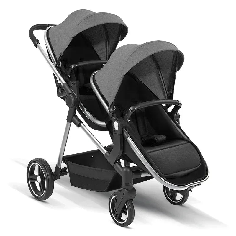 Foldable Double Seat Stroller Can Be Taken on Board Portable Twin Multifunctional Stroller Comfortable Lightweight Twin Stroller