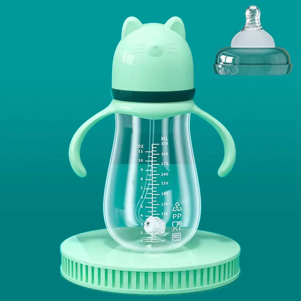 240ml newborn baby PP bottle, baby anti-colic bottle with handle, thickened and drop-proof, inverted without leakage, BPA-free