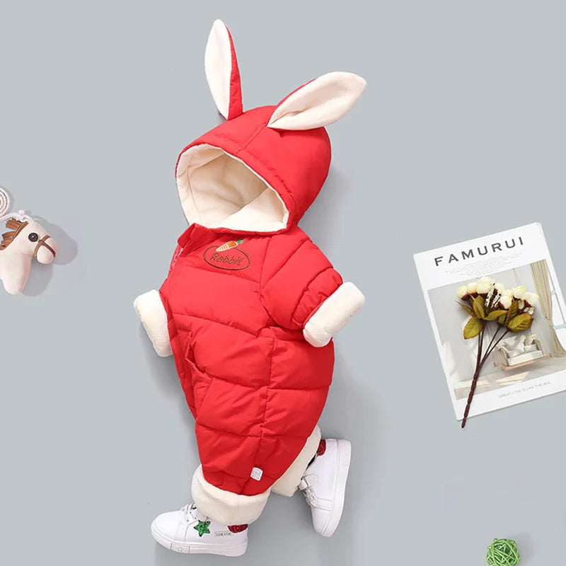 Snowsuit Bébé – Velours Capuche Lapin