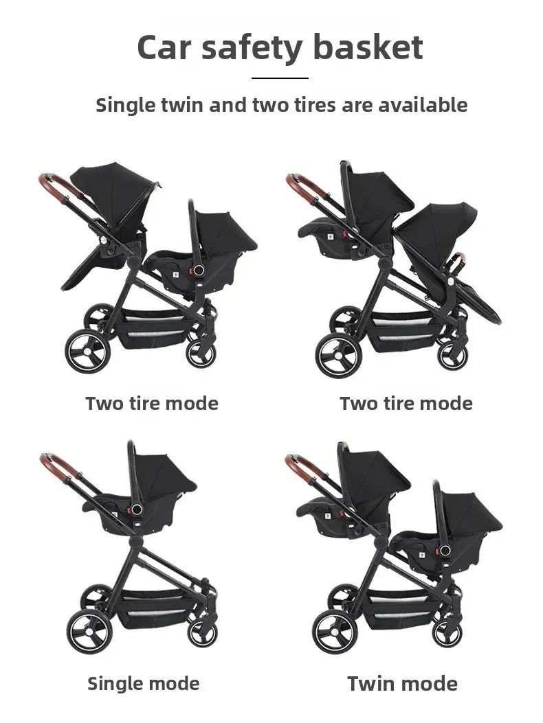 Foldable Double Seat Stroller Can Be Taken on Board Portable Twin Multifunctional Stroller Comfortable Lightweight Twin Stroller