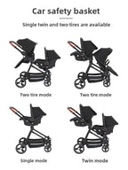 Foldable Double Seat Stroller Can Be Taken on Board Portable Twin Multifunctional Stroller Comfortable Lightweight Twin Stroller