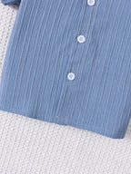 Ensemble Bébé Garçon 2 Pièces – Chemise Jacquard & Short d'Été