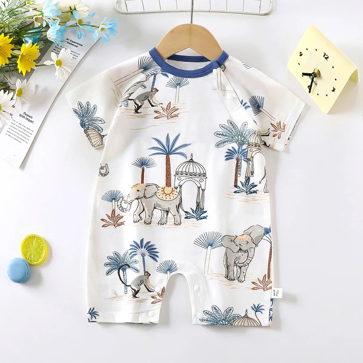 Barboteuse Bébé Cartoon – Body Été en Coton Léger Manches Courtes