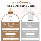 MAMIJOY  High boron silicon Glass milk bottle Wide caliber Newborn babies 0 to 6 months Glass milk bottle Anti-Colic BPA Free