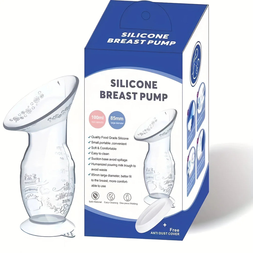 Manual Breast Pump with Scale&Diversion Trench, Soft Silicone Breastfeeding Pump, Milk Saver,Safe and Night Quiet Pumping