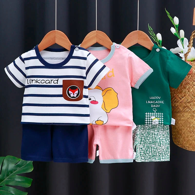 Ensemble Bébé 2 Pièces – T-Shirt Cartoon & Short en Coton