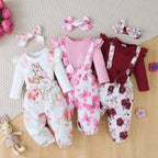 Ensemble Bébé Fille – Jumpsuit + Pantalon 3 pcs