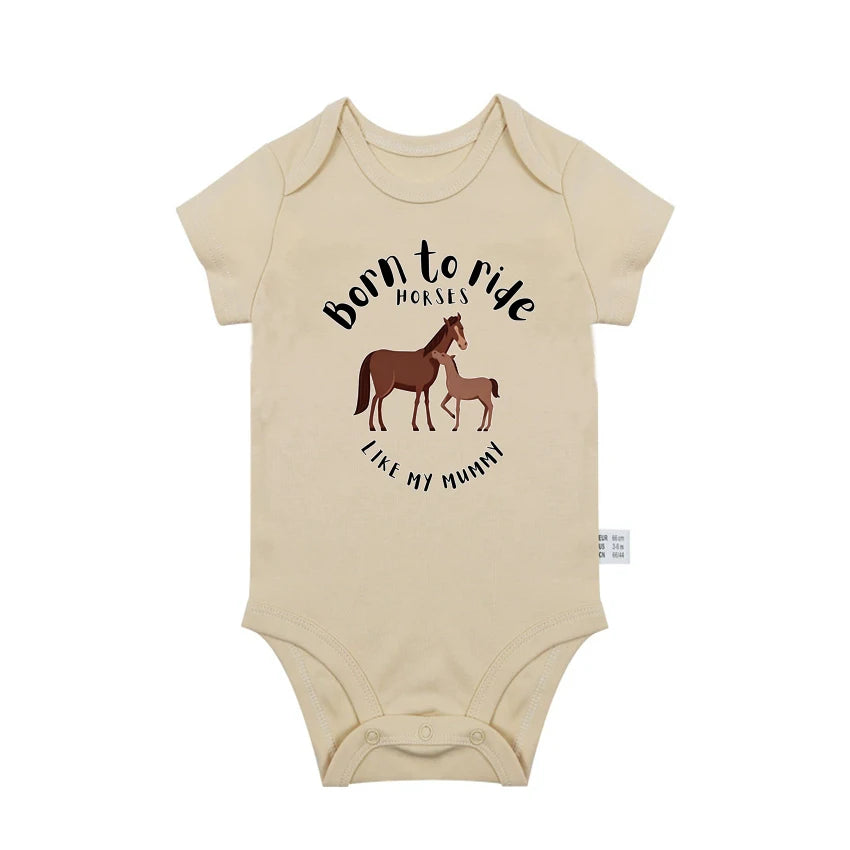 Newborn Baby Summer Rompers Infant Bodysuits Short Sleeve Jumpsuit Born To Ride Horses for babies Baby Boy Girl Clothes