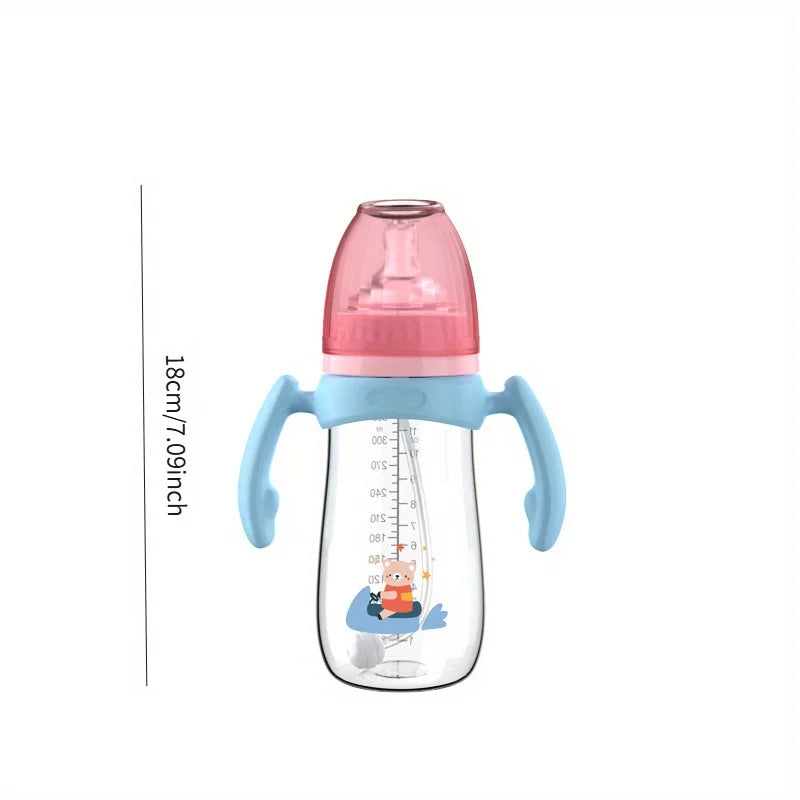 300ml baby bottle, specially designed for infants, easy to hold and clean, with handles for convenient outdoor use