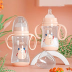 Large caliber baby bottle, 300ml/10.5oz, durable PPSU, straw and balancer - wide mouth design, suitable for easy learning
