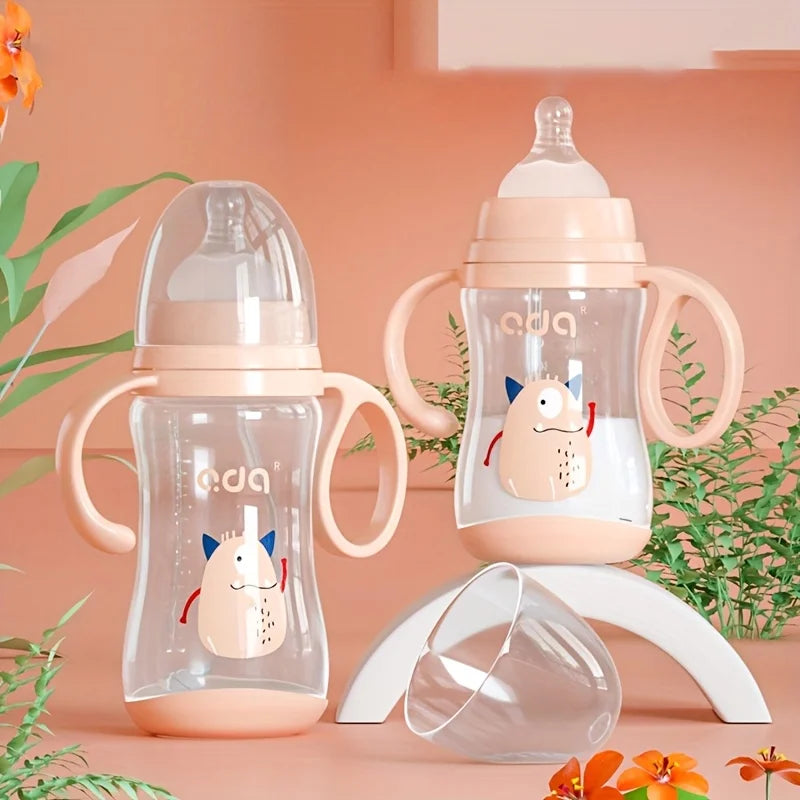Large caliber baby bottle, 300ml/10.5oz, durable PPSU, straw and balancer - wide mouth design, suitable for easy learning