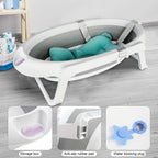 Baby bathtub with bathtub holder foldable with Bath cushion-safe and comfortable for newborn-blue/pink/gray