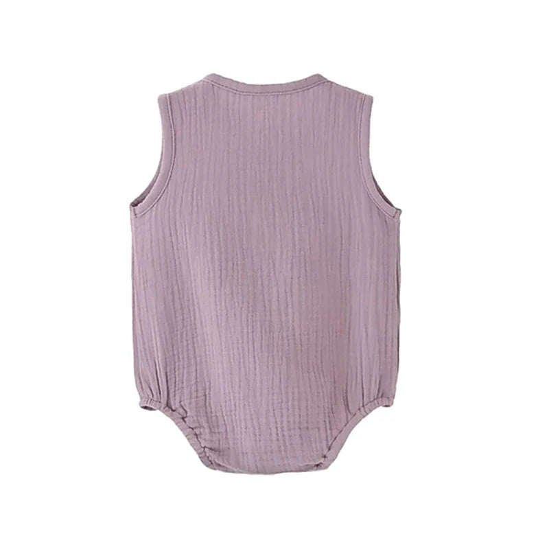 Body Bébé 100 % Coton & Lin – Barboteuse Sans Manches