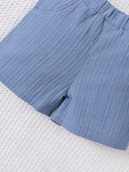 Ensemble Bébé Garçon 2 Pièces – Chemise Jacquard & Short d'Été