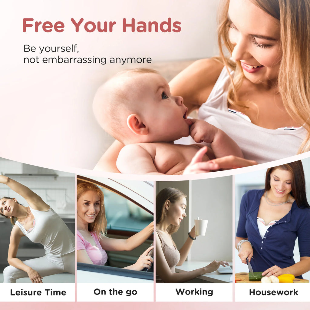 Wearable Breast Pump Electric Breastpumps Hands Free Comfort Milk Collector Lightweight with LED Display 3 Modes & 12 Levels