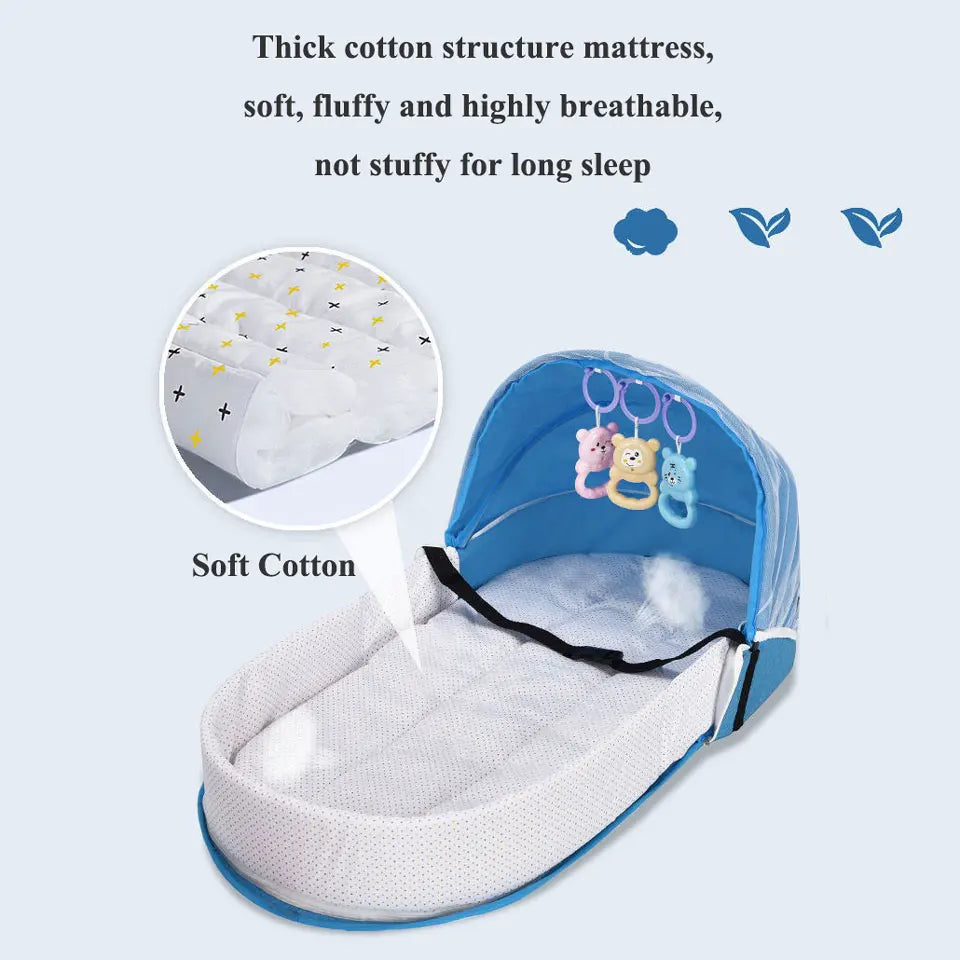 Portable Travel Baby Crib Foldable Baby Cot Nest Multi-function Baby Bed with Protection Mosquito Net Cradle for Newborns Crib