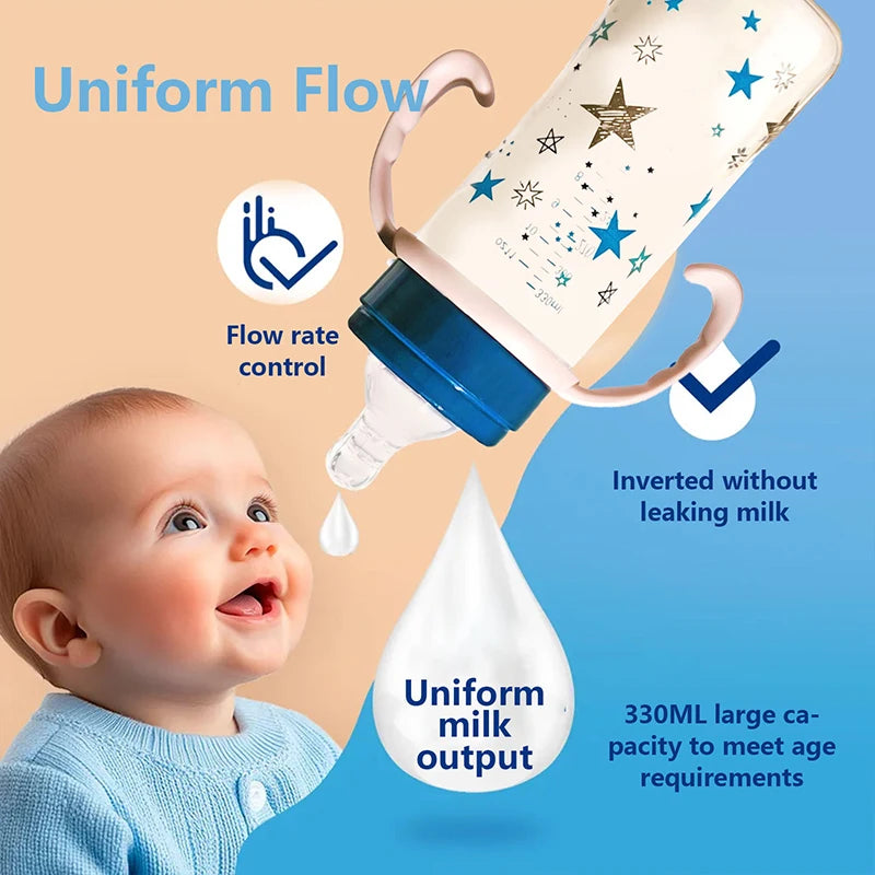 330ml baby bottle with handle, easy to clean, feeding accessory for children, suitable for various occasions