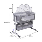 3 In 1 Travel Bed For Babies, Side Bed, Baby Cradle, Baby Bed, Baby Rocker, 6 Height Adjustable, Swing To Sleep, For Infants/Pet
