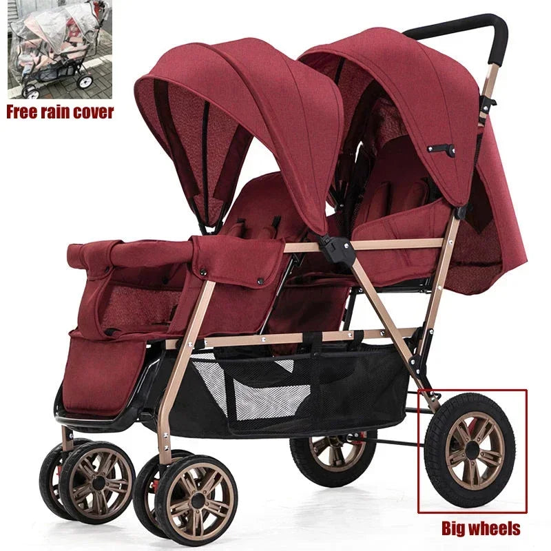 EU STOCK Twin strollers kids two seats strollers foldable carriage wholesale baby stroller Front and rear seats