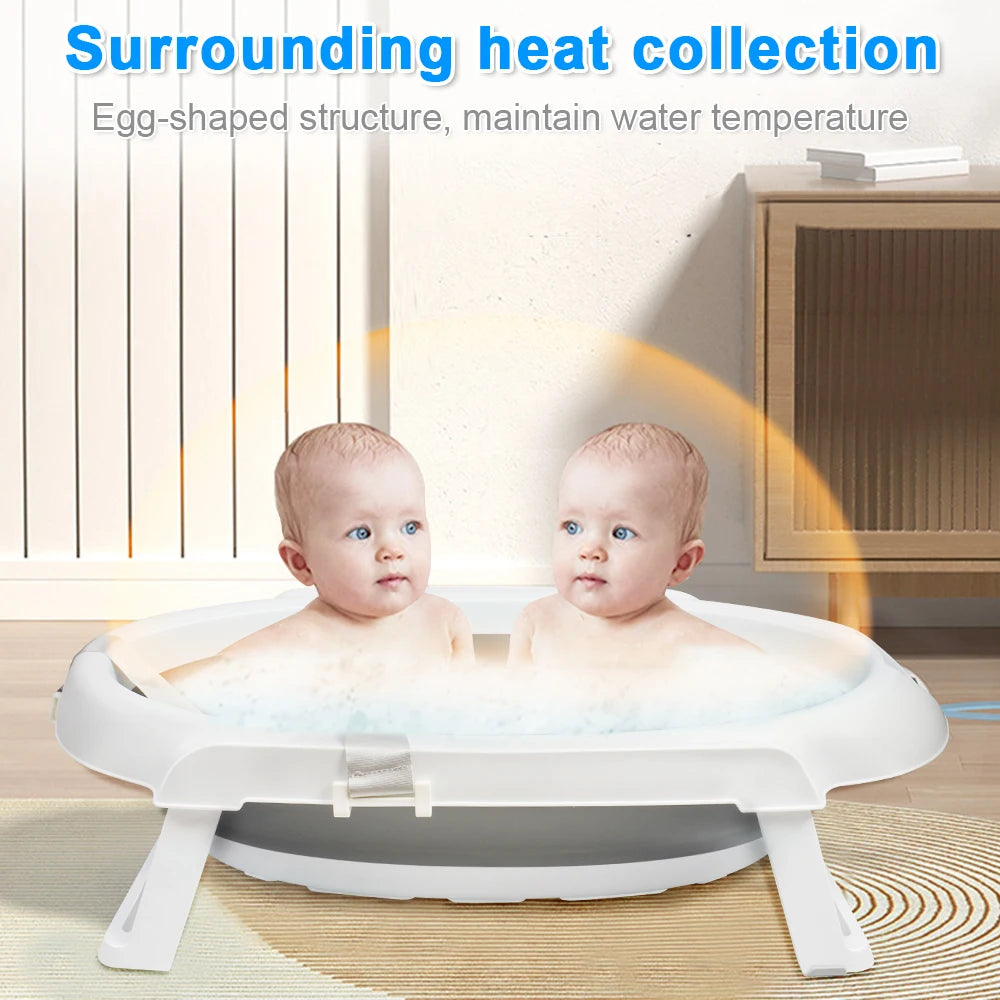 Baby bathtub with bathtub holder foldable with Bath cushion-safe and comfortable for newborn-blue/pink/gray