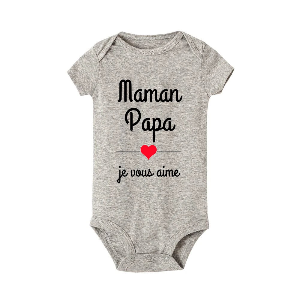 Body Bébé "Maman Papa Je Vous Aime" – Barboteuse à Message