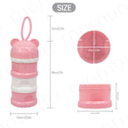 Portable 3-Layer  Milk Powder Box Formula Dispenser, Cute Bear Style Spill-Proof Container with Separate Sections