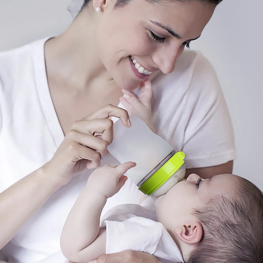 Silicone Baby Bottles for Newborn Baby  Anti Colic Infant Bottles Wide Neck  Nipple Slow Flow Breastfeeding Toddler Bottles 1PC