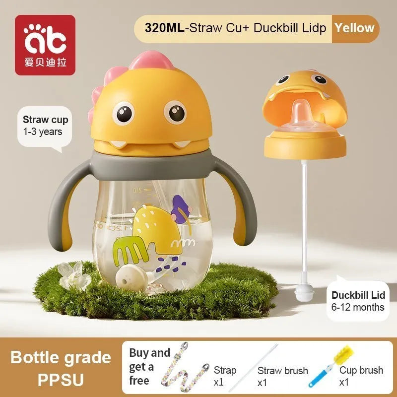 AIBEDILA Baby Drinking Cup Baby Glass Cups Kids Cup With Straw Water Bottles for Kids Children's Water Bottle Items Mother Solid