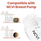 NCVI Breast Milk Storage Bottles, Baby Bottles with Nipples and Travel Caps, Anti-Colic, BPA Free, 2 Count,White