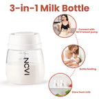 NCVI Breast Milk Storage Bottles, Baby Bottles with Nipples and Travel Caps, Anti-Colic, BPA Free, 2 Count,White