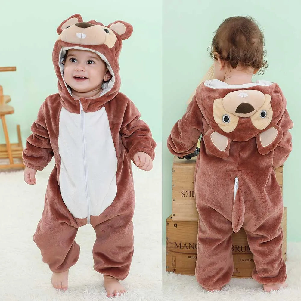 0-4T Big Size Baby Rompers Winter Warm Christmas Baby Jumpsuits Unicorn Kigurumi Pajamas Onesies for Babies Newborn Baby Clothes