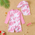 Maillot de Bain Bébé Fille Rose – Manches Longues avec Chapeau