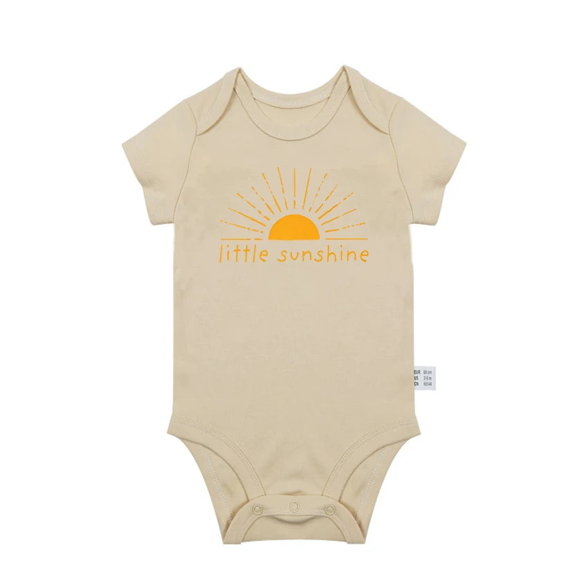 3-24M Cotton Bodysuit For Newborns Little Sunshine Baby Infant Baby Girls Boys Clothes Jumpsuit Solid Baby's Rompers Summer