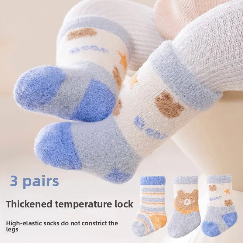 Chaussettes Bébé – Chaudes Antidérapantes 3 paires