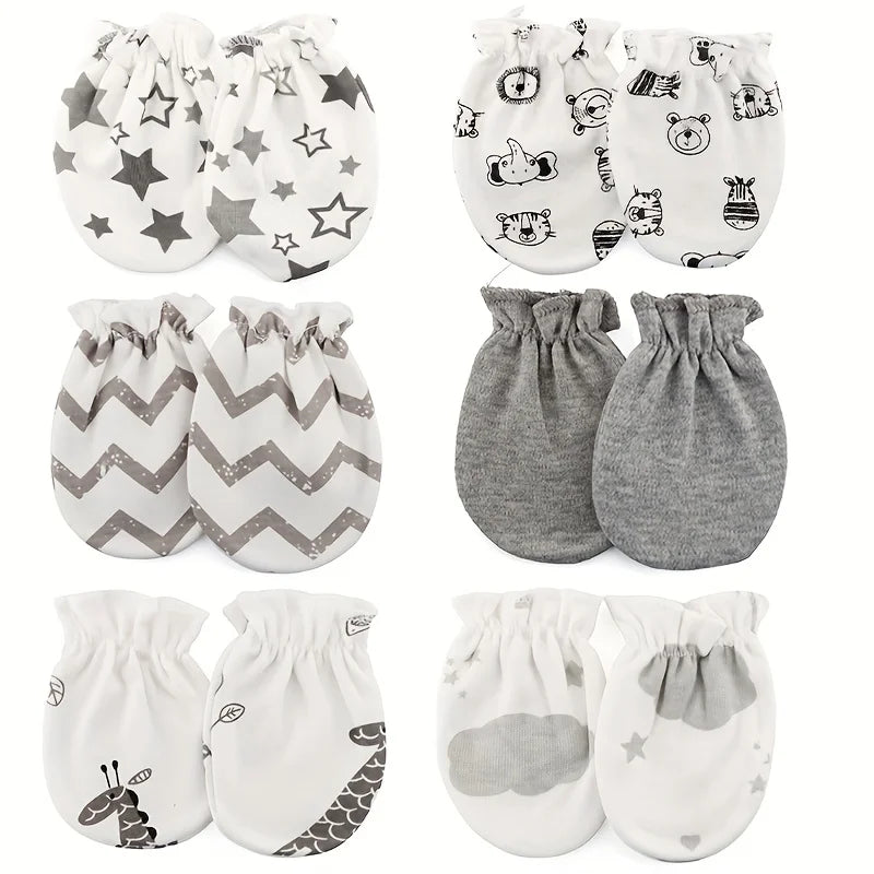 Lot 6 Moufles Bébé – Coton Doux
