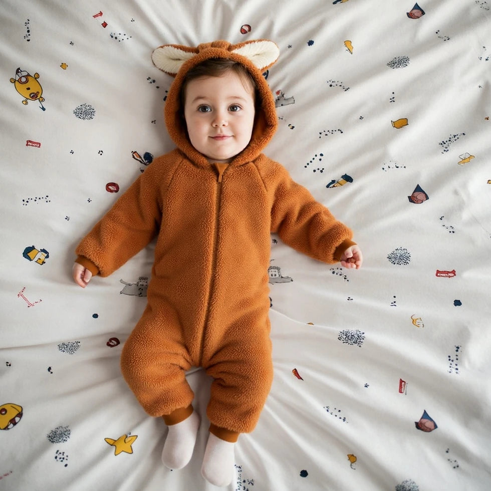 Combinaison bébé hiver chaude en polaire avec zip