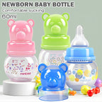 60ml wide diameter baby PP bottle, Cartoon bear shape newborn mini bottle, BPA-free, anti-drop and anti-drop, holiday gift