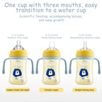 1pcs  baby bottle, PP baby bottle with handle, including 3 interchangeable heads, bottles, cups, baby learning cup, 3-in-1 duckb