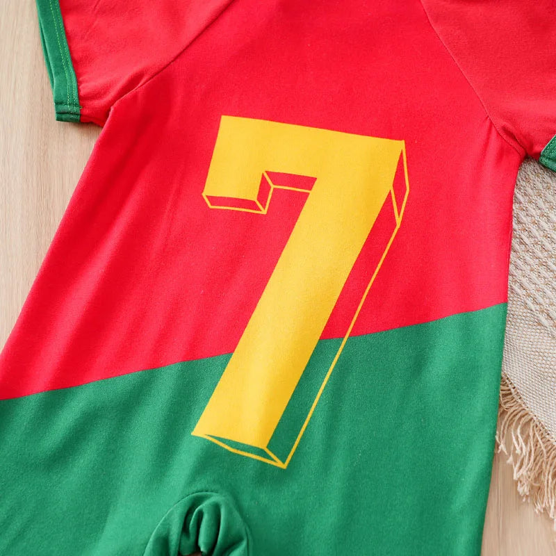 Combinaison Bébé Football – Body Été Rouge & Vert pour Nouveau-Né