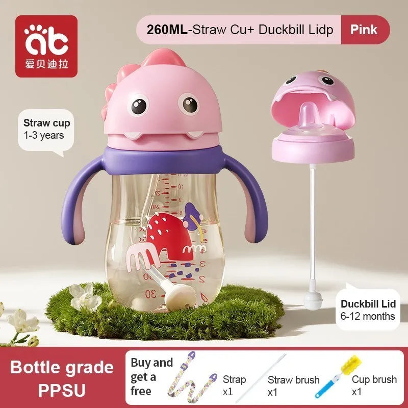 AIBEDILA Baby Drinking Cup Baby Glass Cups Kids Cup With Straw Water Bottles for Kids Children's Water Bottle Items Mother Solid