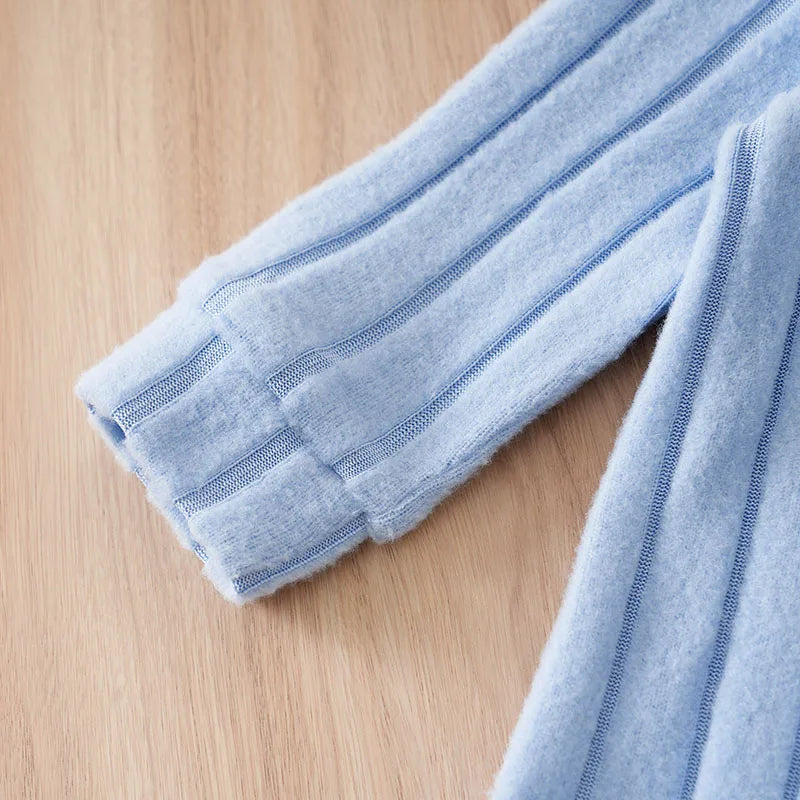 2pcs newborn baby romper Winter sweater knit long-sleeved blue Bear Chapter With hat One piece Baby pajamas 0-18 months Unisex